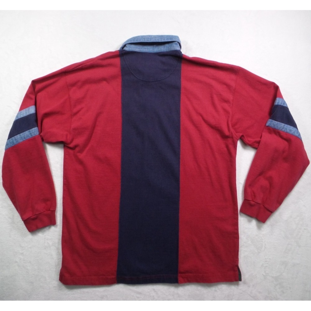 Vintage Robert Bruce Shirt Mens Size Large Red Colorblock Polo Long Sleeve - Picture 6 of 12